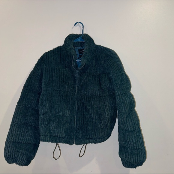 Women's Teal Green Puffer fur Jacket - Picture 8 of 8